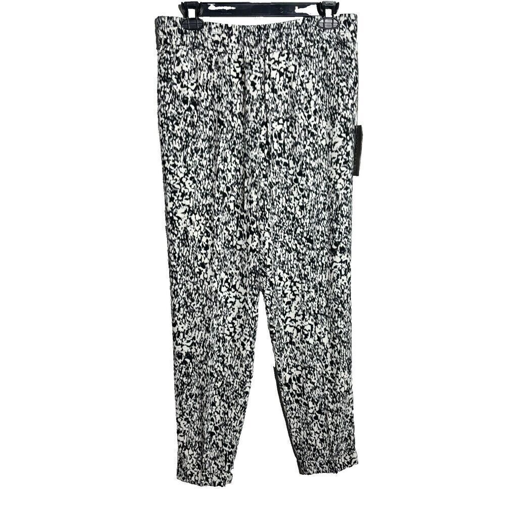 NWT Eva Mendes Womens Ankle Trouser Pants Elastic‎ Waist Small Black White